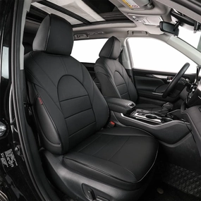EKR Highlander Seat Covers,Custom for Toyota Highlander 2014 2015 2016 2017 2018 2019,2nd Row 40/60 Split,Car Seat Protectors for Trucks,Waterproof Leather Car Seat Cover Full Set(Black)