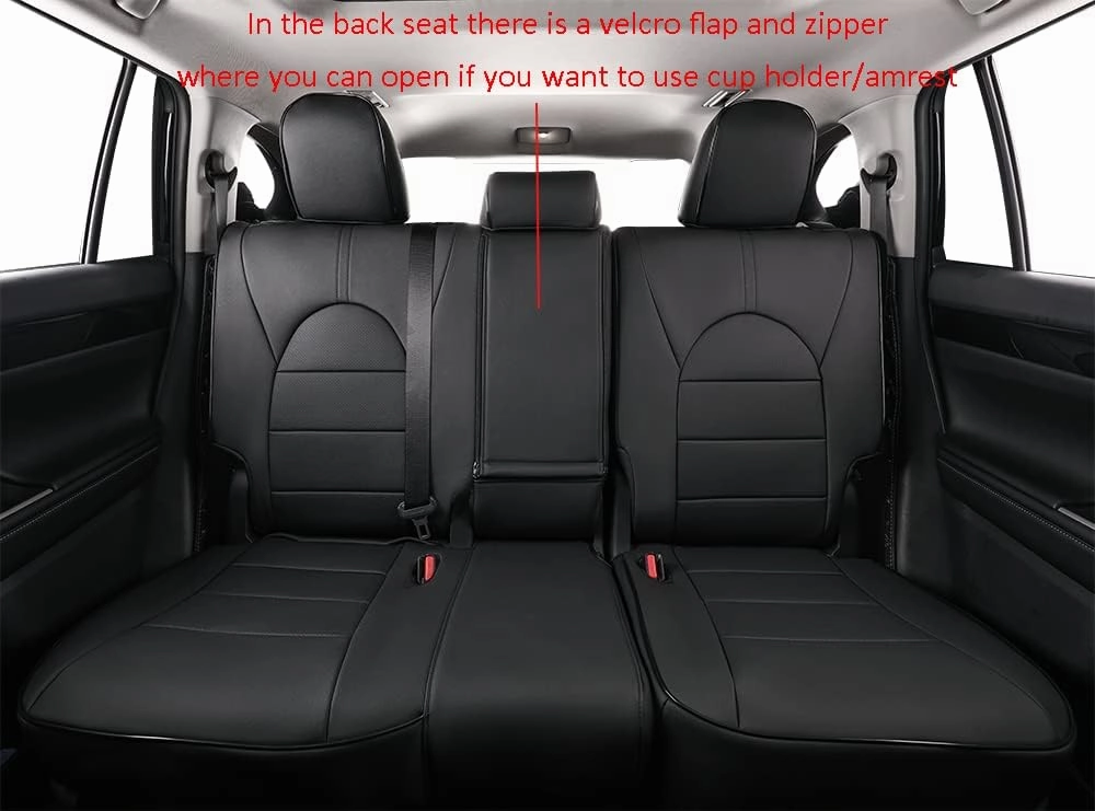 EKR Highlander Seat Covers,Custom for Toyota Highlander 2014 2015 2016 2017 2018 2019,2nd Row 40/60 Split,Car Seat Protectors for Trucks,Waterproof Leather Car Seat Cover Full Set(Black)