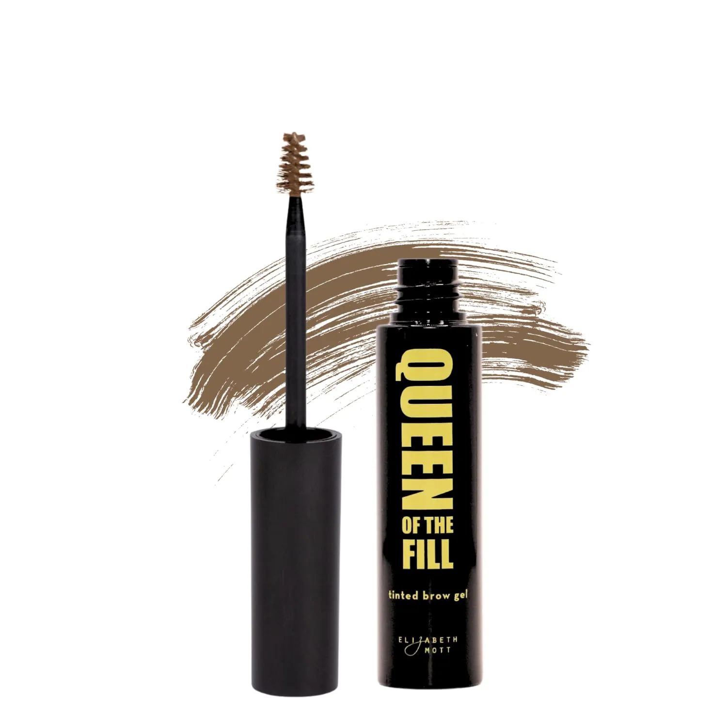 Elizabeth Mott Queen of the Fill Eyebrow Gel – Tinted Brow Filler, Volumizer & Setter – Defines, Shapes & Covers Gray Hairs – Water-Resistant, Long-Lasting – Cruelty-Free – Light Medium Brown 4g