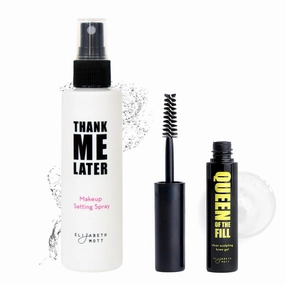 Elizabeth Mott - Thank Me Later Face Makeup Setting Spray and Queen of the Fill Clear Sculpting Brow Gel (2-Pack Bundle)