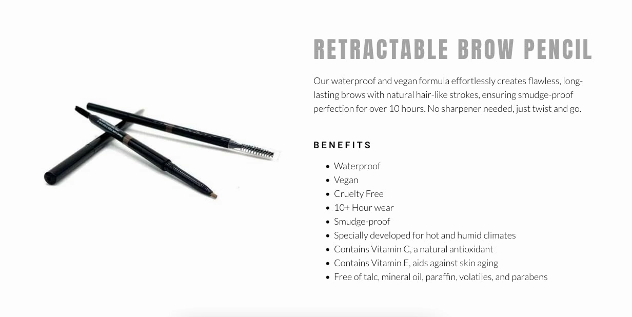 elke PRECISION RETRACTABLE BROW PENCIL (Medium Blonde) Waterproof Vegan Cruelty Free 10  Hour wear Smudge-proof