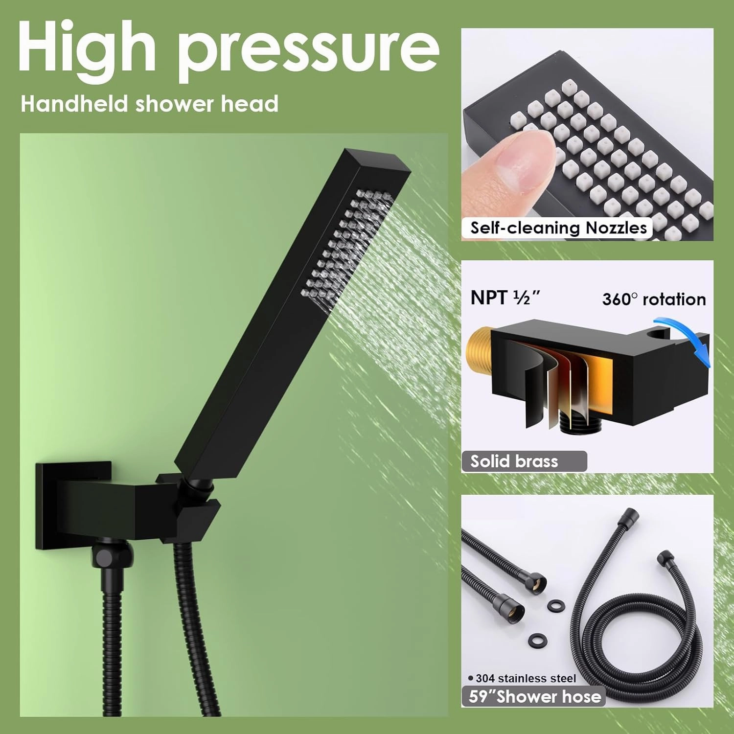 Enga Dual Shower Head Shower System with Body Jets, 12" Ceiling Mounted Rain Shower Head & 6" Wall Mounted Head Full Body Rainfall Shower Faucet with Valve Kit, Matte Black