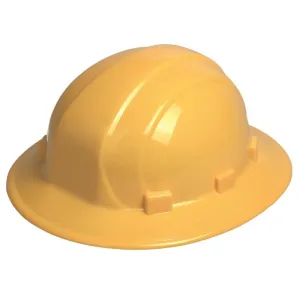ERB 19912 Full Brim Hard Hat with 6-Point Ratchet Suspension, Yellow