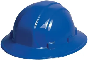 ERB 19916 Full Brim Hard Hat, Blue, 6-Point Ratchet Suspension, Medium
