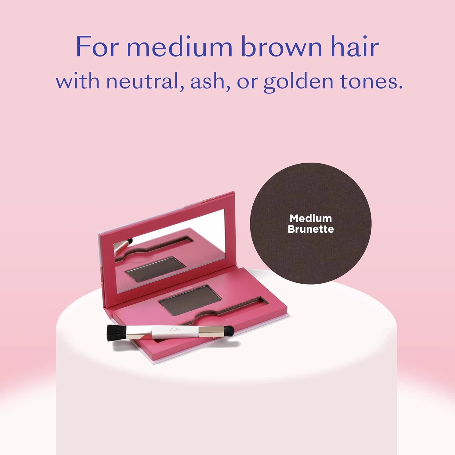 eSalon Root Touch Up   Brow Powder, Conceal & Cover (Medium Brunette) - Hairline Powder for Women - Scalp Concealer & Filler for Thinning & Gray Hair Coverage - Creates Thicker & Fuller-Looking Hair