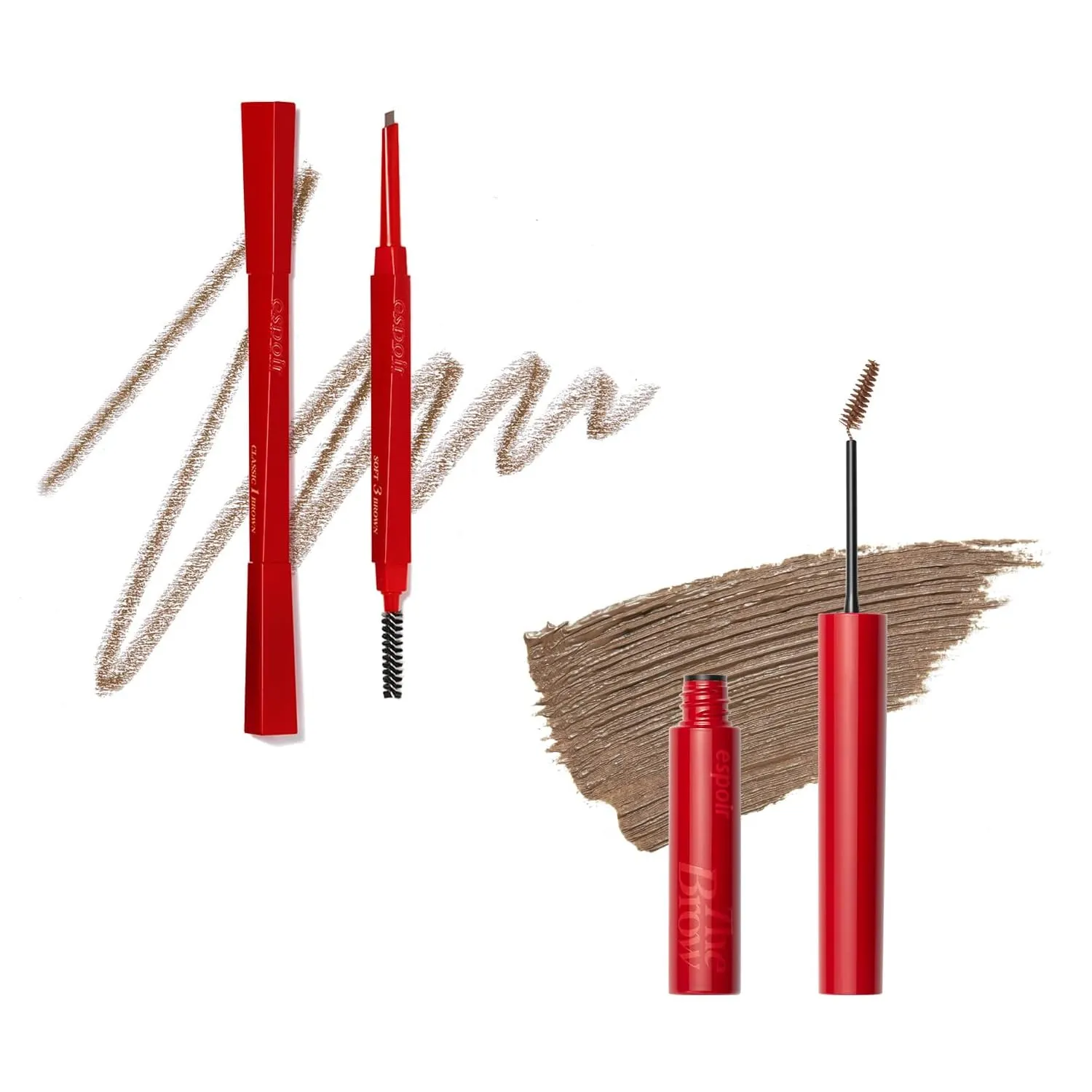 espoir Eyebrow Makeup Duo｜Balance Pencil #Classic Brown   Color Fixing Cara #Taupe｜Easy and quick｜Longlasting Color with no smudge｜Korean Eyebrow Makeup