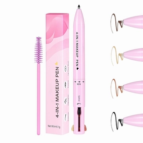 Eternaljoymart Eyebrow Pen, Eternaljoymart 4 in 1 Makeup Pen, 4 Color Multi Use Makeup Beauty Pens - Eyeliner, Lip Liner, Brow Pencil and Highlighter, Waterproof, Long Lasting (#2)