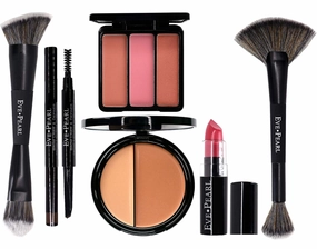 EVE PEARL 6 Pcs Beautiful Face Collection Foundation Blush Brow And Brushes All In One Set Essential Makeup Kit (Medium)