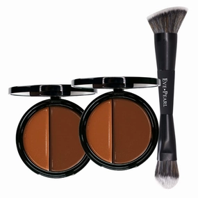 EVE PEARL HD Dual Foundation Duo with Contour Blender Brush Set Full Coverage Foundation Makeup Kit (Deep)