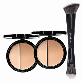EVE PEARL HD Dual Foundation Duo with Contour Blender Brush Set Full Coverage Foundation Makeup Kit (Fair)