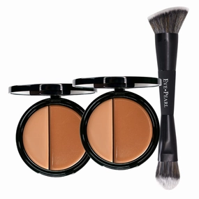EVE PEARL HD Dual Foundation Duo with Contour Blender Brush Set Full Coverage Foundation Makeup Kit (Tan)