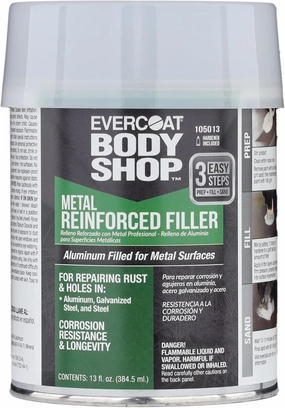 Evercoat Body Shop 105013 Metal Reinforced Filler for Repairing Rust and Holes in Aluminum & Galvanized Steel, Corrosion Resistance & Longevity, Easy Mix Hardener Included 13 Fl Oz.