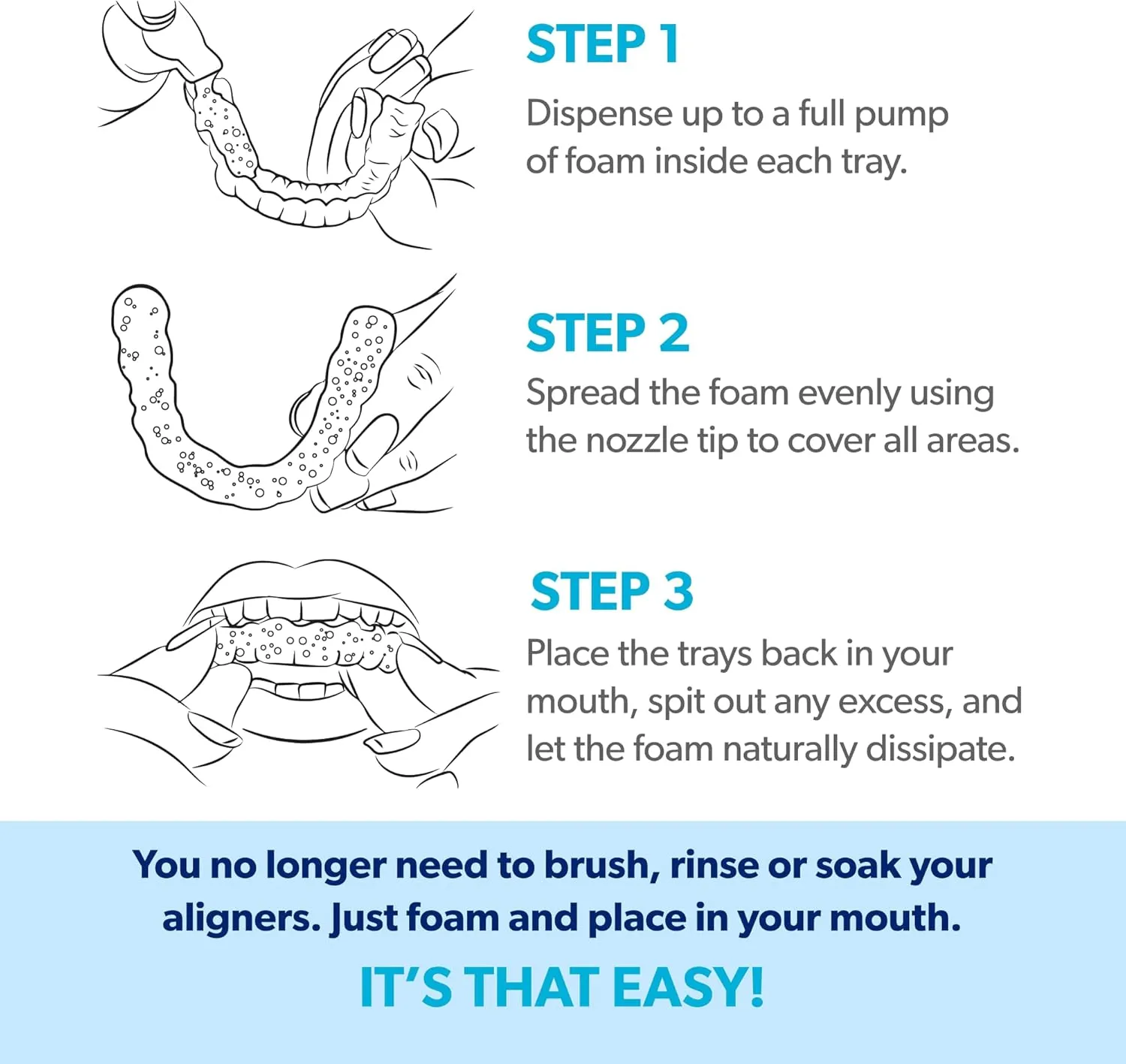 EverSmile AlignerFresh Original Clean Foam – Cleaner Compatible w/Invisalign and All Clear Aligners & Retainers – Eliminates Bacteria, Whitens Teeth, Fights Bad Breath – 50ml (1 Pack)