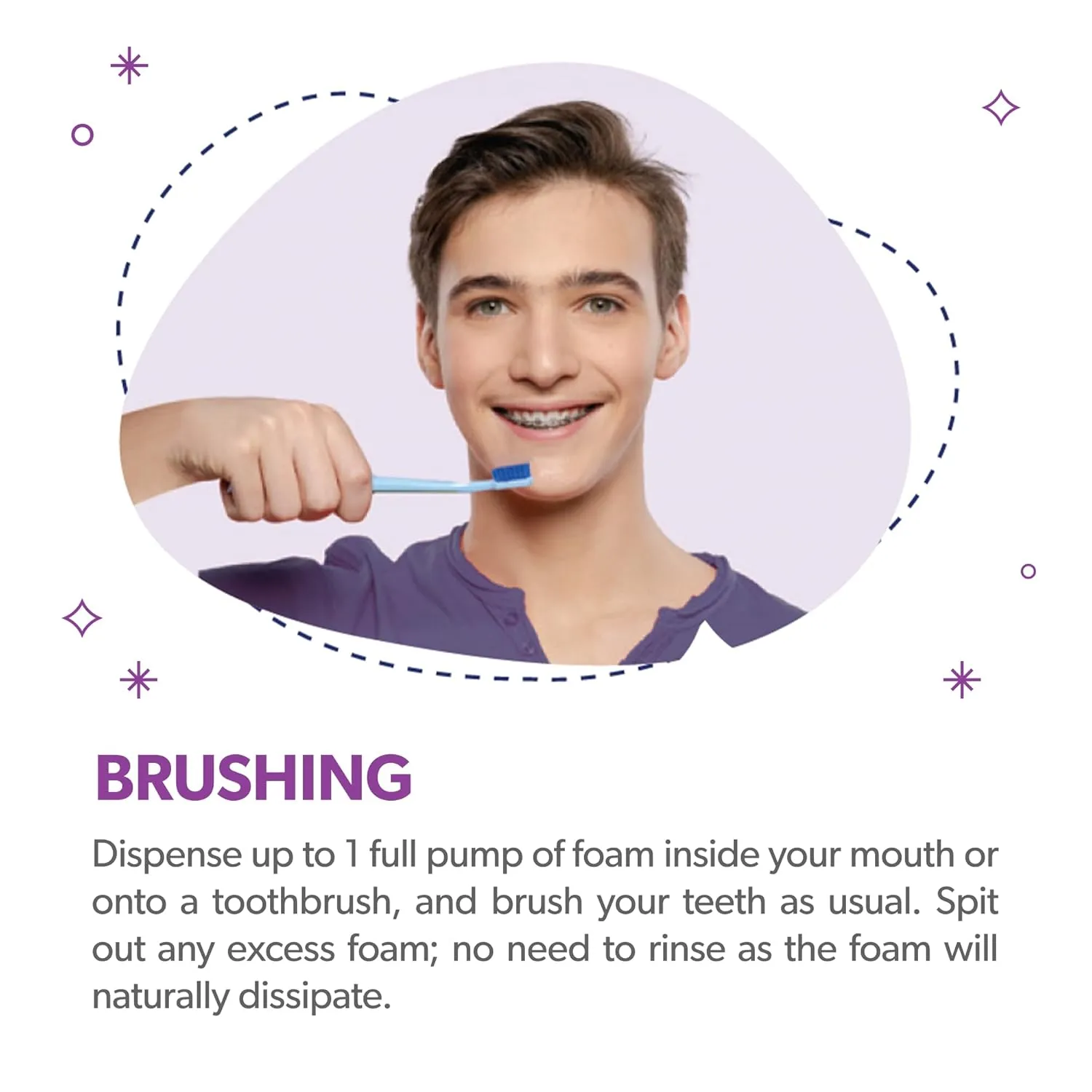 EverSmile OrthoFoam Braces Cleaner — Travel Size – Brushable Foam Whitens Teeth, Eliminates Bacteria, Fights Plaque and Bad Breath – Cleans Under Metal, Ceramic, Clear Brackets and Wires – 25ml(4 Pk)
