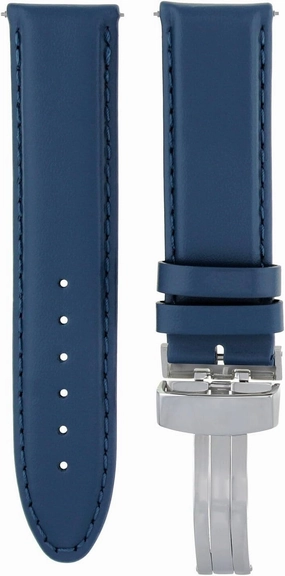 Ewatchparts 18-19-20-22-24mm Leather Watch Band Strap Smooth Compatible With Omega Seamaster Waterproof Blue