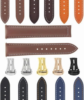 Ewatchparts 18-24mm Leather Watch Band Strap 41mm Compatible With Omega Seamaster 300 Or Planet Ocean