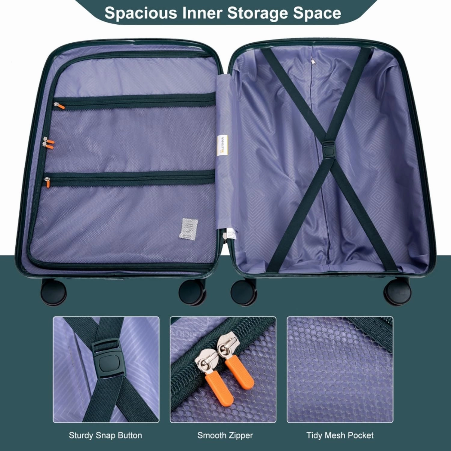 Expandable Hardshell Suitcase Double Spinner Wheels PP Luggage Sets Lightweight Durable Suitcase with TSA Lock,3-Piece Set (20/24/28),Black-NEW SKU W284P197041/W284P197039 (Green   Polypropylene-1)
