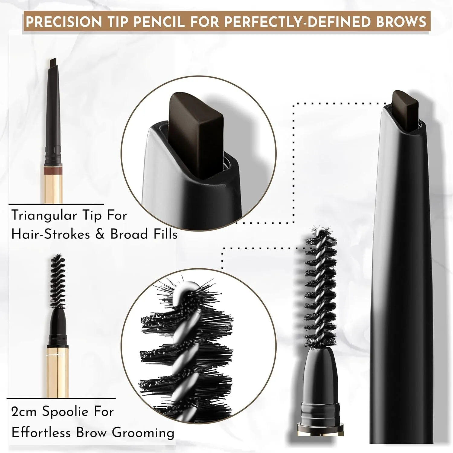 Eye Brow Pencil | Ultra Thin Precision Eyebrow Pencil | Long Lasting, Waterproof Eyebrow Makeup | Nourishing Brow Definer Pencil | Cocoa