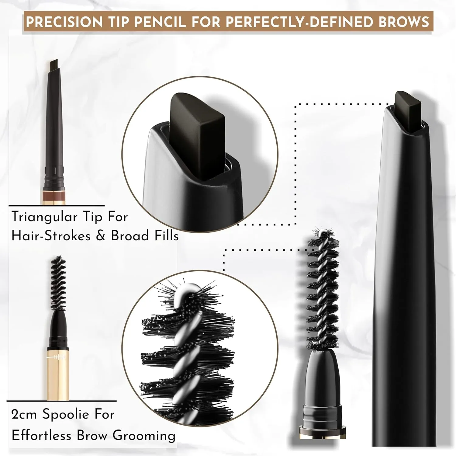 Eye Brow Pencil | Ultra Thin Precision Eyebrow Pencil | Long Lasting, Waterproof Eyebrow Makeup | Nourishing Brow Definer Pencil | Coffee