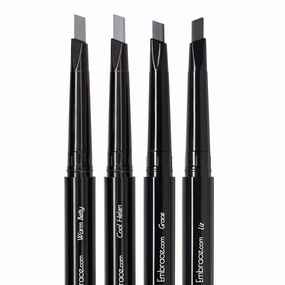 Eye Embrace Light and Medium Gray Eyebrow Pencils 4-Pack Bundle – Waterproof, Double-Ended Automatic Angled Tip & Spoolie Brush, Cruelty-Free
