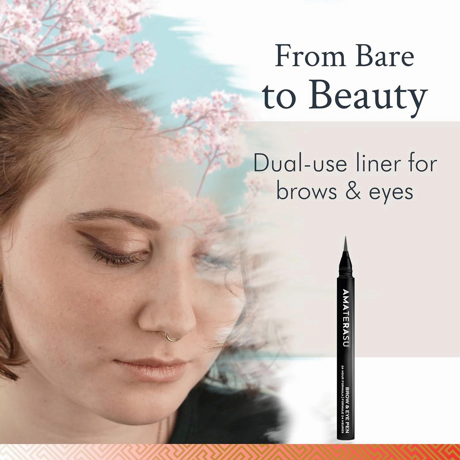 Eye Liner & Eye Brow Pen - 2-in-1 Makeup Pen That Combines Eyeliners & Eye Brow Pens - Smudgeproof & Waterproof Semi-Permanent Eyebrow Marker & Eyeliner Pen with 24 hr Formula - Amaterasu, Ash