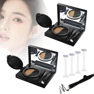 Eyebrow & Eyeliner Cream with Stamp, Eyebrow Cream 2 Colors, 2 in 1 Waterproof Eyebrow Cream with Double Ended Brush, Multi-Functional Two Color Eyeliner Cream Kit, for Women (01#*2)