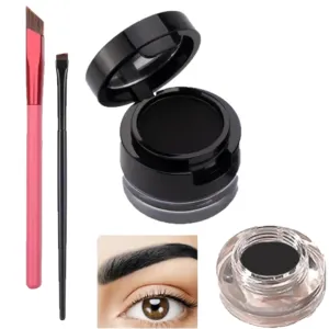 Eyebrow Gel and Setting Powder - Sweatproof 24 Hour Coverage - Eyebrow Brush Set - 4 Piece Eyebrow Kit (Brushes   Blackest Black)