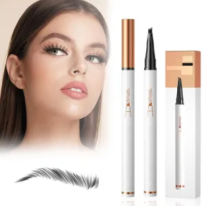 Eyebrow Microblading Pen, 2024 New 3D Waterproof Microblading Eyebrow Pencil Contouring Pen, 4 Tip Microblading Eyebrow Pen Tattoo Pencil for Natural Makeup(Black-2pc)