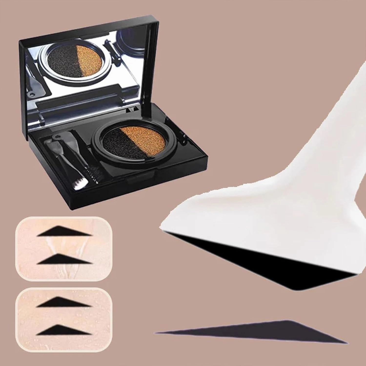 Eyebrow & Eyeliner Cream with Stamp, Eyebrow Cream 2 Colors, 2 in 1 Waterproof Eyebrow Cream with Double Ended Brush, Multi-Functional Two Color Eyeliner Cream Kit, for Women (01# 02#)