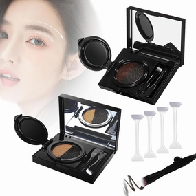 Eyebrow & Eyeliner Cream with Stamp, Eyebrow Cream 2 Colors, 2 in 1 Waterproof Eyebrow Cream with Double Ended Brush, Multi-Functional Two Color Eyeliner Cream Kit, for Women (01# 02#)