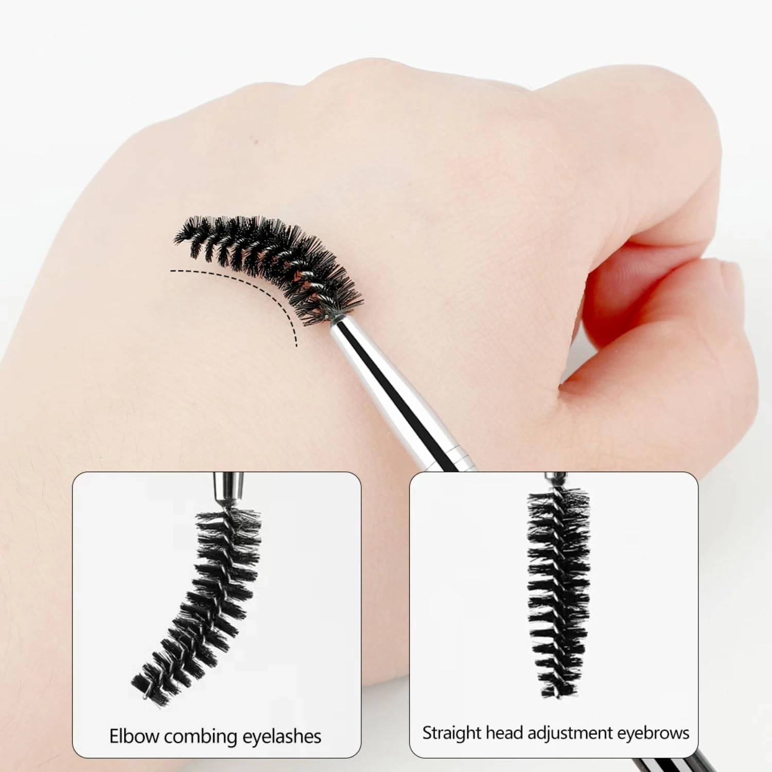 Eyebrow Brush Eyelash Comb Makeup Brushes Dual Ended Angled Brush Spoolie Brush 2 in 1 Lash Eyebrow Brush Set Makeup Tool