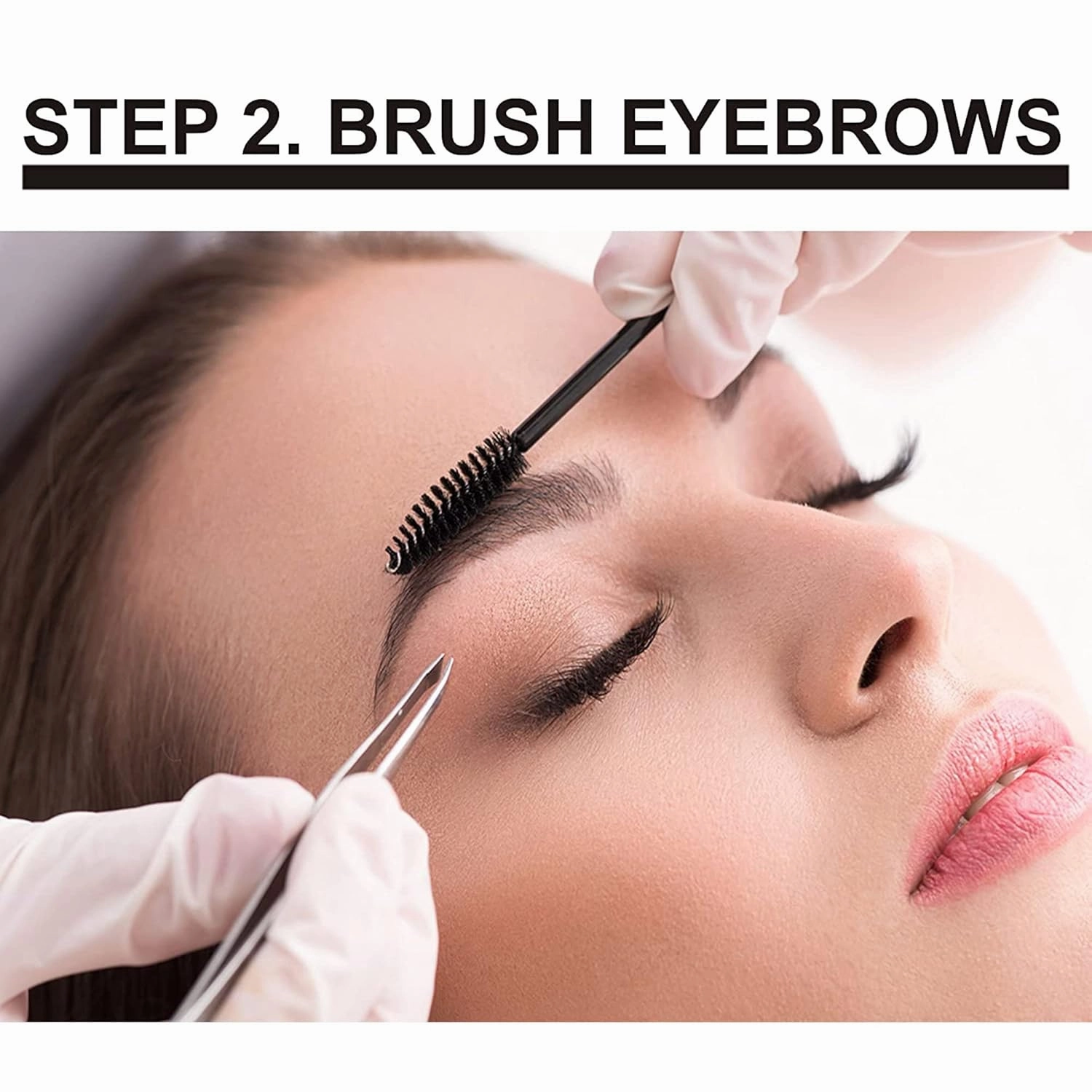 Eyebrow Extensions Kit with 2 Trays of Mink False Eyebrows in Black, Eyebrow Extension Glue Clear & Extension Tweezers, Comes on Mixed Length Trays 5-8 mm Mix (Black 2-Pack Tray, Tweezer)