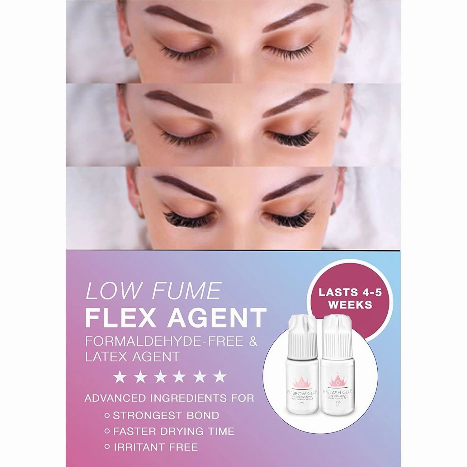 Eyebrow Extensions Kit with 2 Trays of Mink False Eyebrows in Black, Eyebrow Extension Glue Clear & Extension Tweezers, Comes on Mixed Length Trays 5-8 mm Mix (Black 2-Pack Tray, Tweezer)