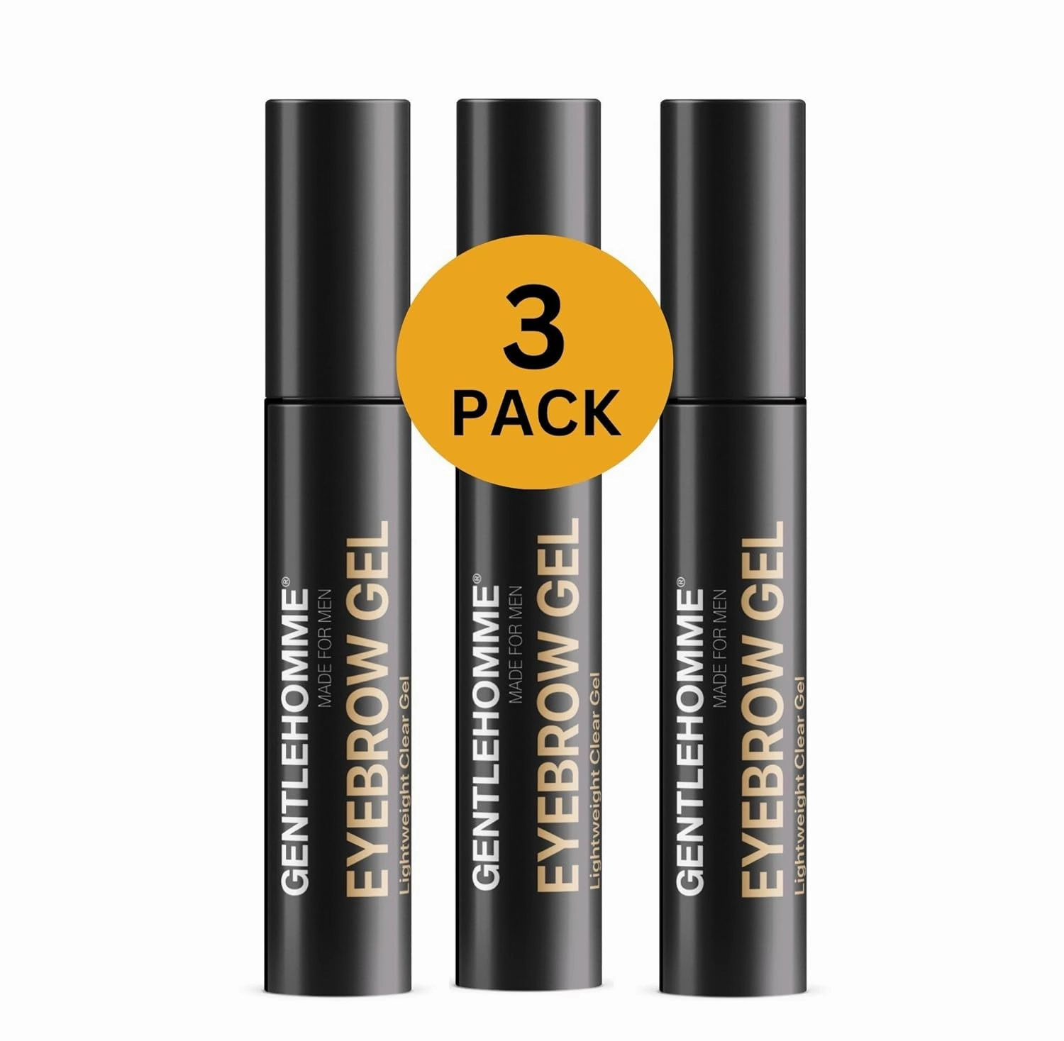 Eyebrow Gel - Men’s Clear Brow Gel - Long-Lasting Invisible Hold - Shape, Define, Hold & Set Eyebrows - Liquid Gel & Brush Applicator - Use With Eyebrows & Eyelashes - Vegan - 3 Pack