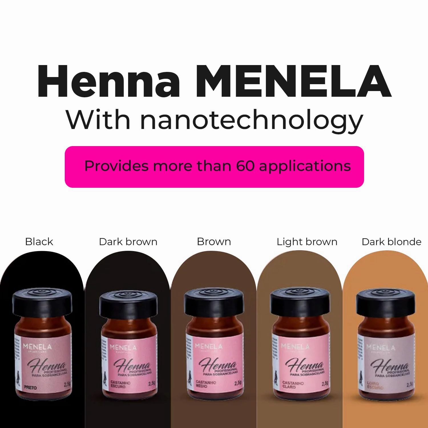 Eyebrow Henna Tint - Medium Brown Henna Brow Dye with Bamboo Extract for Enhanced, Natural-Looking Brows - 2.5g Henna Powder & 15ml Fixer - Eyebrow Tint Kit