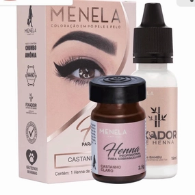 Eyebrow Henna Tint - Medium Brown Henna Brow Dye with Bamboo Extract for Enhanced, Natural-Looking Brows - 2.5g Henna Powder & 15ml Fixer - Eyebrow Tint Kit