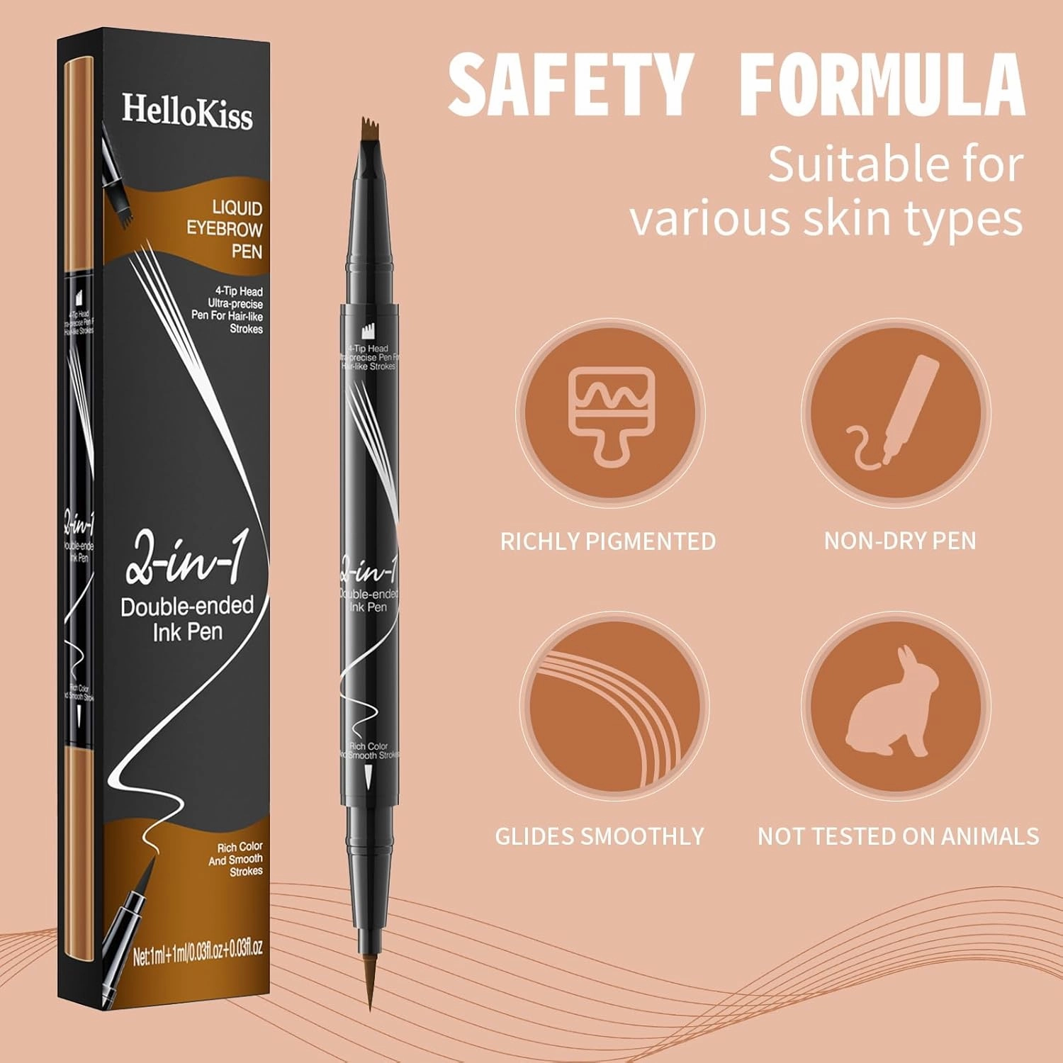 Eyebrow Pen, 2-in-1 Dual-ended Microblading Eyebrow Pencil, Eye Brow Pencils for Women with 4-Fork-Tip & Precise Brush-Tip Create Natural Hair-Like Brows, Stay on All Day, Blonde