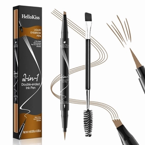 Eyebrow Pen, 2-in-1 Dual-ended Microblading Eyebrow Pencil, Eye Brow Pencils for Women with 4-Fork-Tip & Precise Brush-Tip Create Natural Hair-Like Brows, Stay on All Day, Blonde