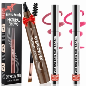 Eyebrow Pencil - Microblading Eyebrow Pen Waterproof 4 Fork Tip Multi-Used Eye Brow Pencils for Women Long-Lasting, Precise Natural Brow Magic Eyebrow Pencil with Hair Like Strokes，LightBrown