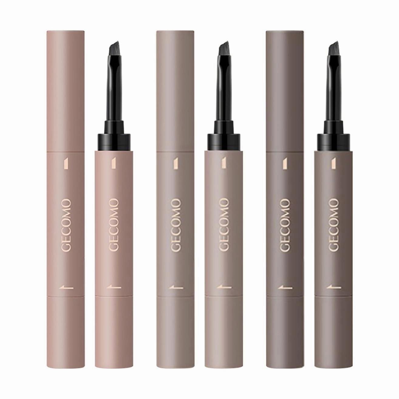 Eyebrow Pencil Set - Slanted tip, wild and natural hair-like tip, patented design, durable, stain-resistant, suitable for beginners and professionals (3 pieces), Caramel/Taupe/Dark Brown