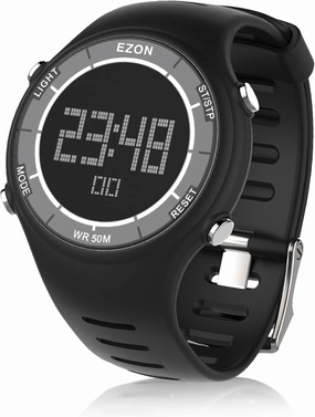 EZON Digital Watch 5ATM Waterproof Stopwatch with Countdown Timer/Chronograph/Lap Timing/EL Backlight/Alarm,Non Bluetooth,Digital Sports Watch for Men & Women