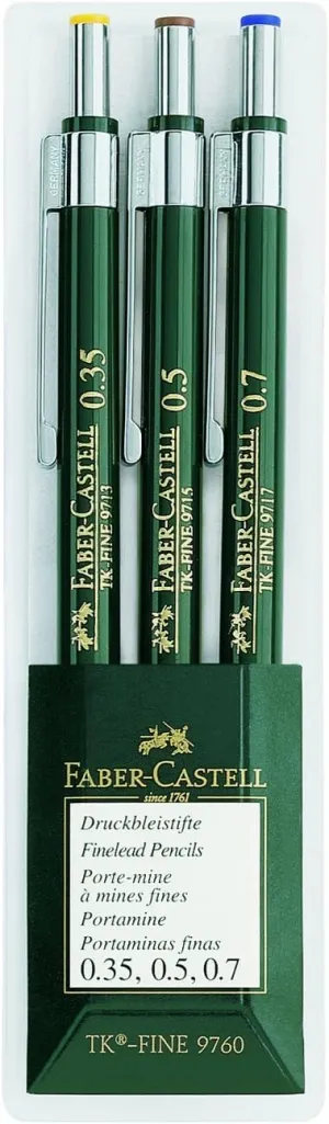 Faber-Castell TK-Fine-9713 Mechanical Pencils Wallet of 3-0.35, 0.5, 0.7mm