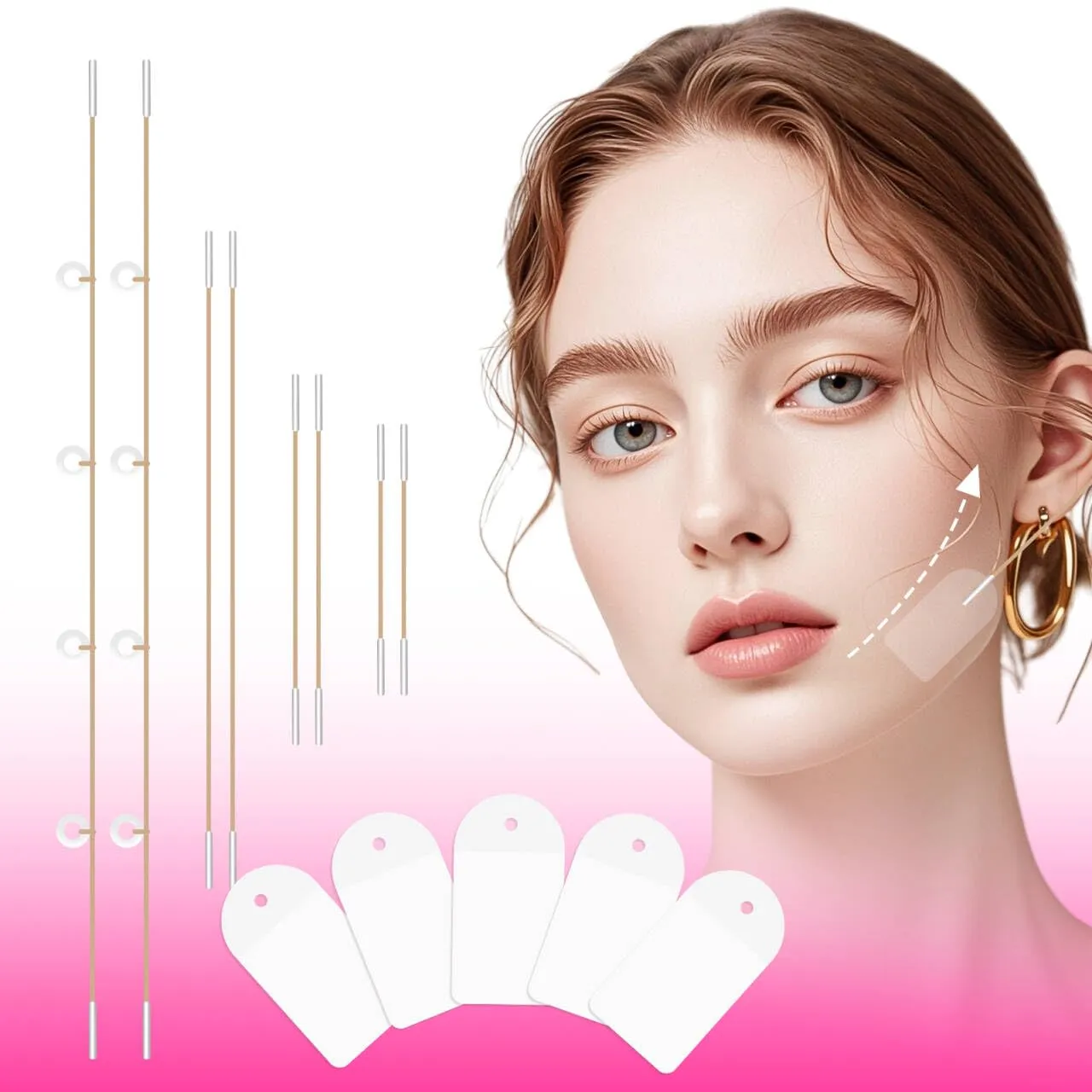 Face Lift Tape Invisible with String – 100 PCS Neck Tape Lifting Invisible for Instant Lifting Eye Brow Wrinkles, Ultra-Thin Facial Lifter, Facelift Stickers for Special Events & Makeup-Friendly Use