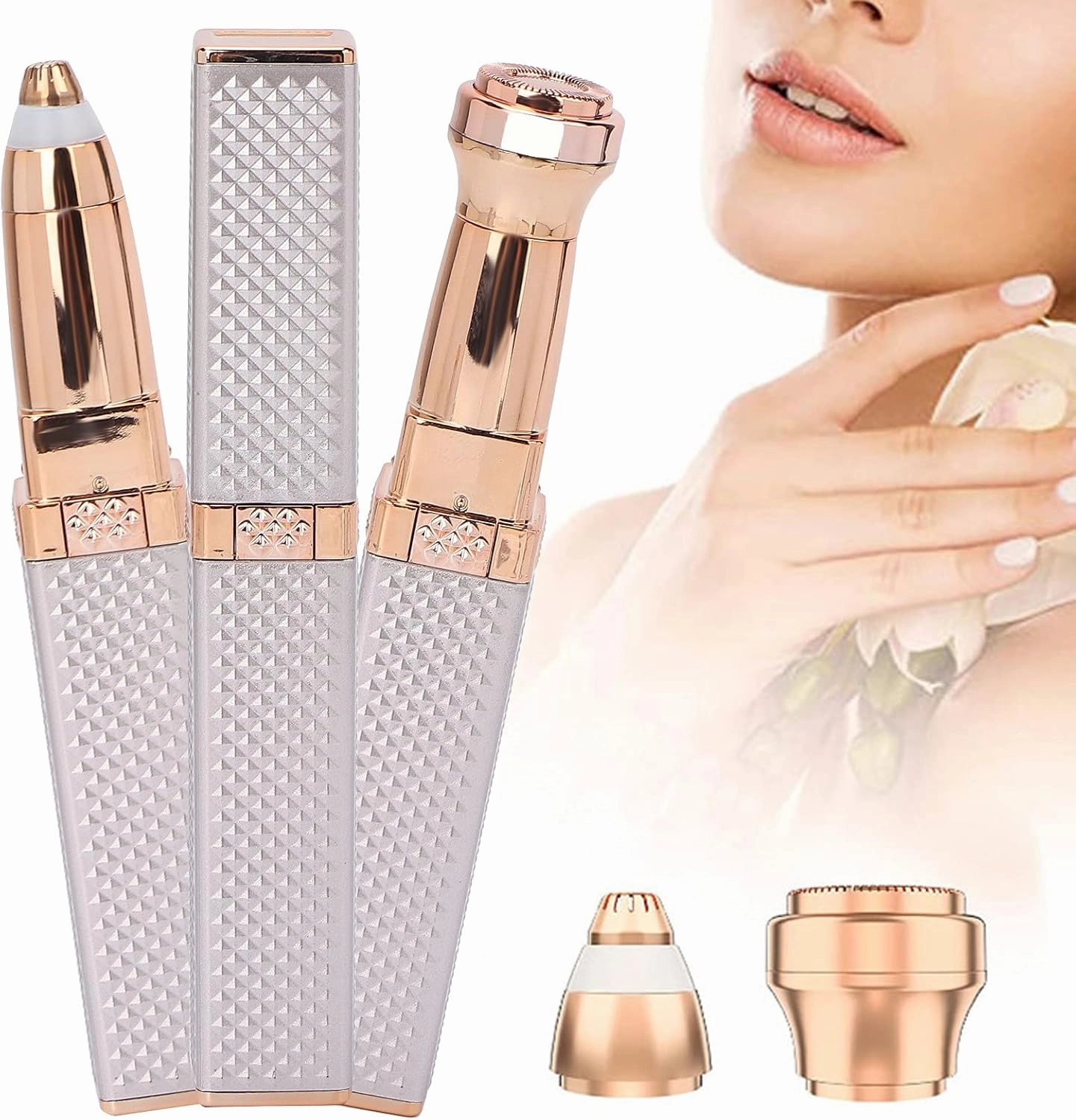 Facial Hair Removal for Women, 2 In1 Eyebrow Epilator Eyebrow Trimmer Body Hair Groomers Electric Hair Remover for Eye Brows Hair Removal Lip Hair Shaver Facial Hair Removal Device