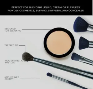 F.A.R.A.H. Midnight Collection 5pc Brush Set - Soft-Touch Matte Handles - 100% Vegan Bristles