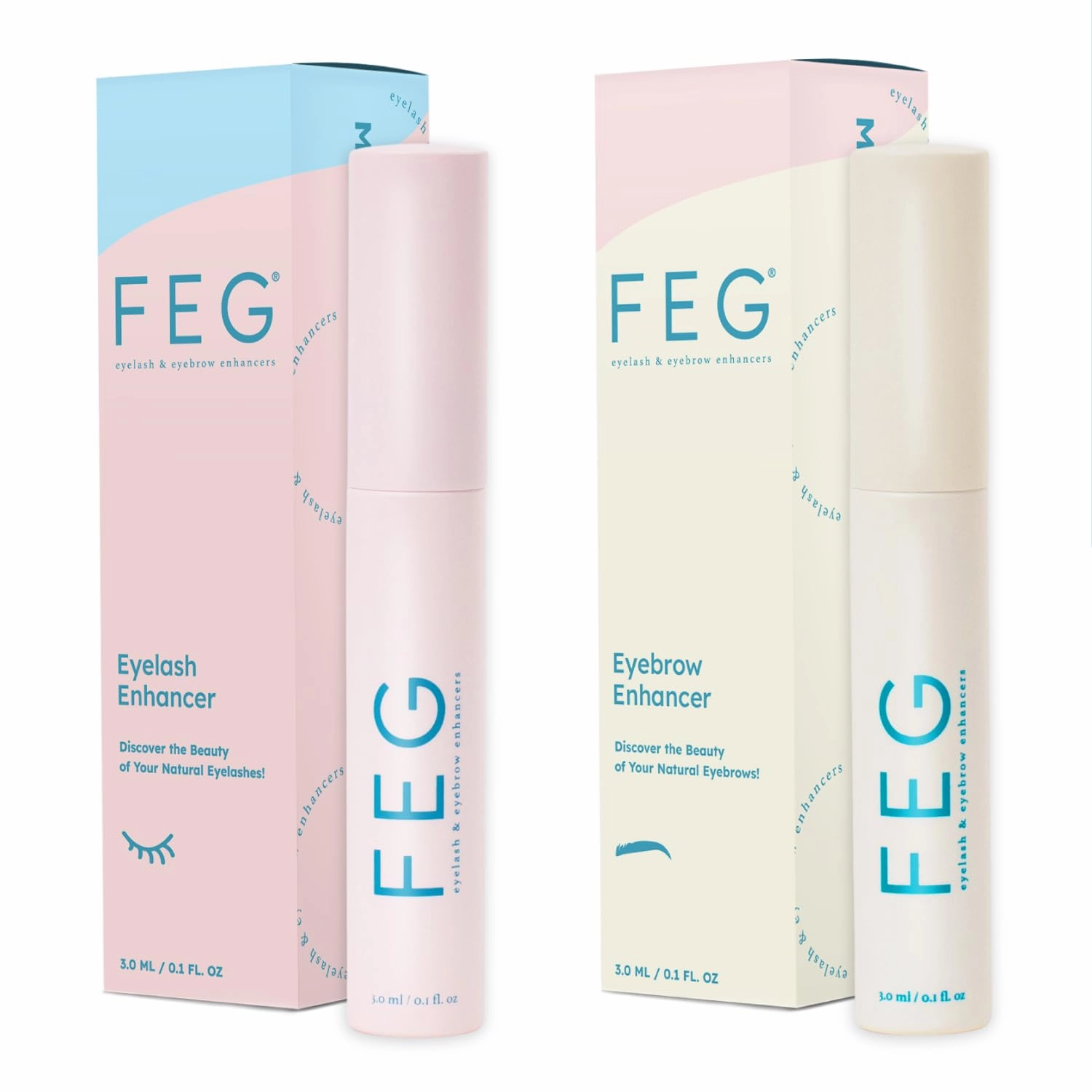 FEG Eyelash Enhancer and Eyebrow Growth Serum Bundle | Brow and Lash Serum for Help Growing Naturally Thick, Full, and Long Eyelashes and Eyebrows | Stimulate Natural Growth | 3ml Bottles