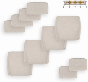 FINCATI 10-Piece Outdoor Patio Cushion Covers Replacement with Zipper, Deep Seated Outdoor Sectional Sofa Replacement Slipcovers for Backyard Furniture Sets Only Cover 25.6"x25.6", Beige