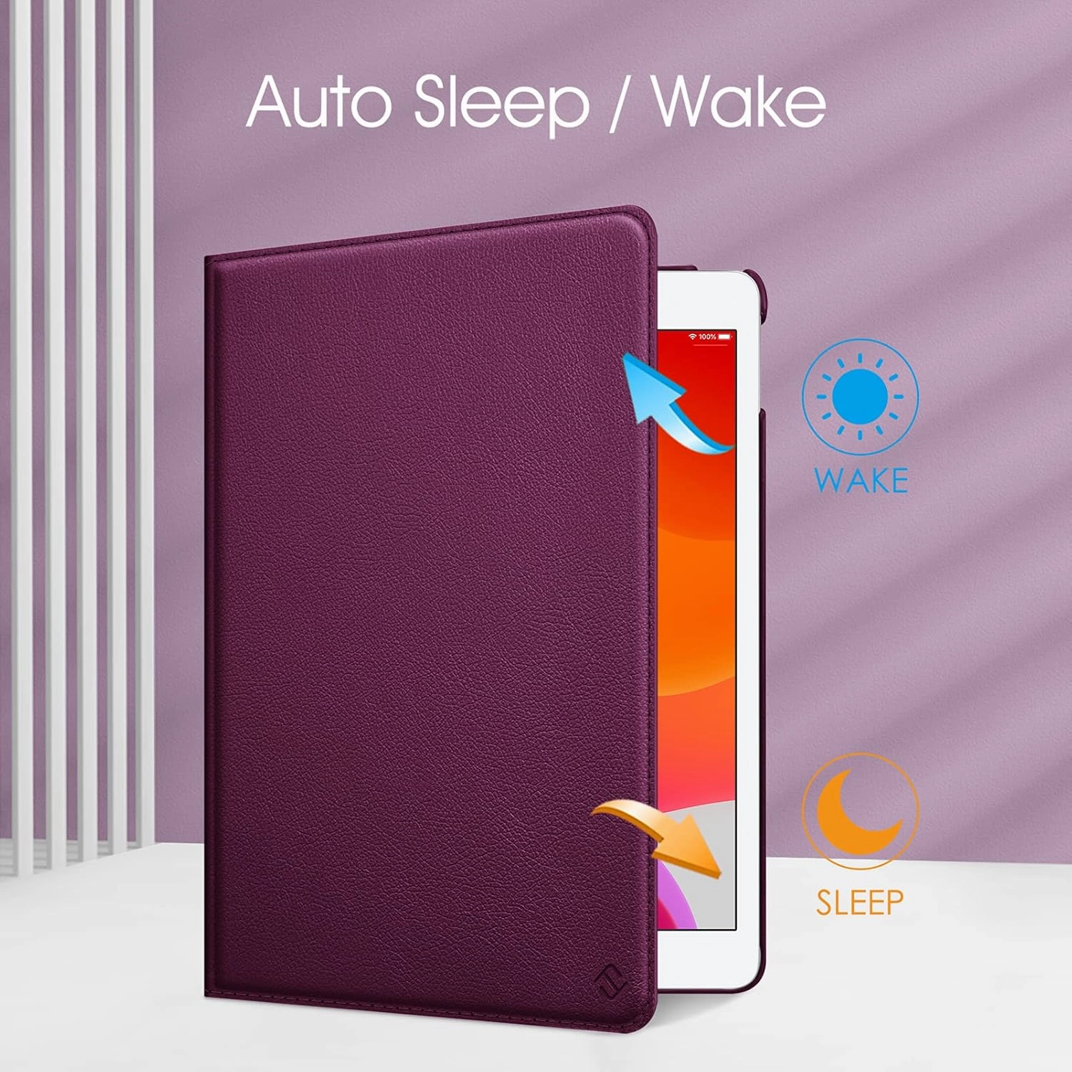 Fintie Rotating Case for iPad 9th Generation (2021) / 8th Generation (2020) / 7th Gen (2019) 10.2 Inch - 360 Degree Rotating Stand Cover with Pencil Holder, Auto Wake Sleep, Purple
