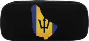 Flag Map of Barbados Novelty Pencil Box Cute Pencil Case Pen Organizer Bag Large Capacity Pen Pouch