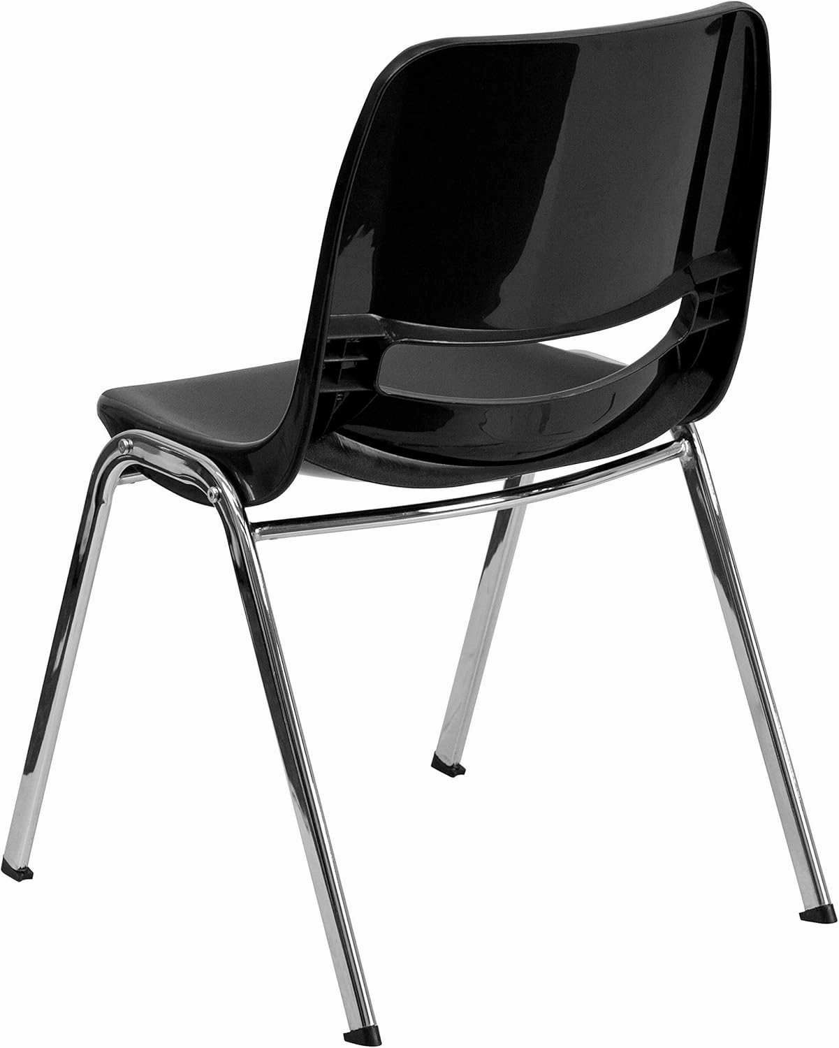 Flash Furniture 5 Pack HERCULES Series 440 lb. Capacity Kid's Black Ergonomic Shell Stack Chair with Chrome Frame and 14" Seat Height